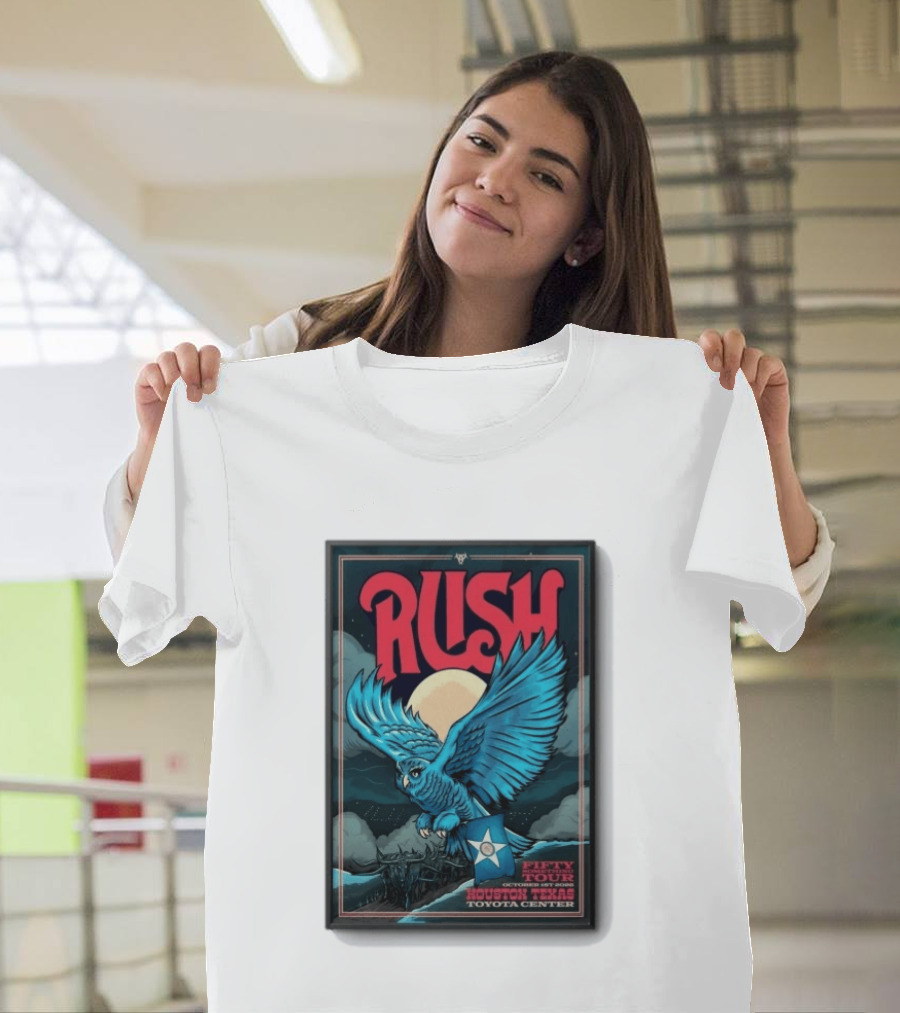 RUSH Houston Texas 10 1 2026 Owl Moon Toyota Center Fifty Tour T-Shirt