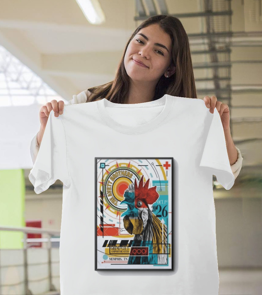 The Avett Brothers Memphis TN Grand City Amphitheater October 1 2026 Rooster T-Shirt
