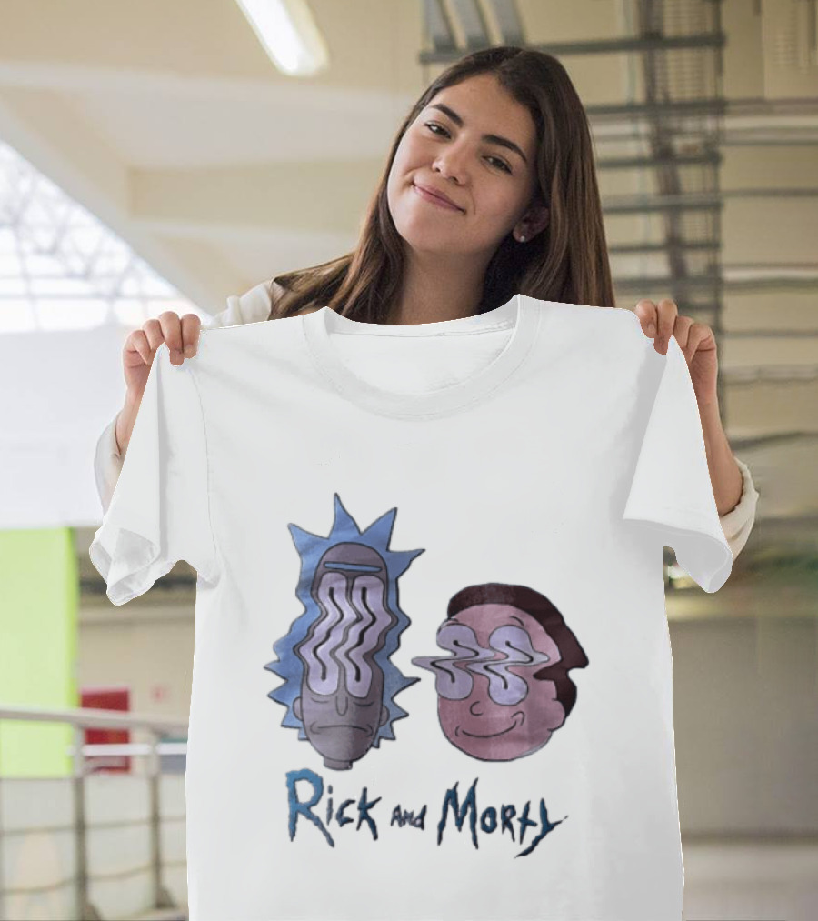 Rick And Morty Sanchez Morty Smith Wavy Face Cartoon T-Shirt