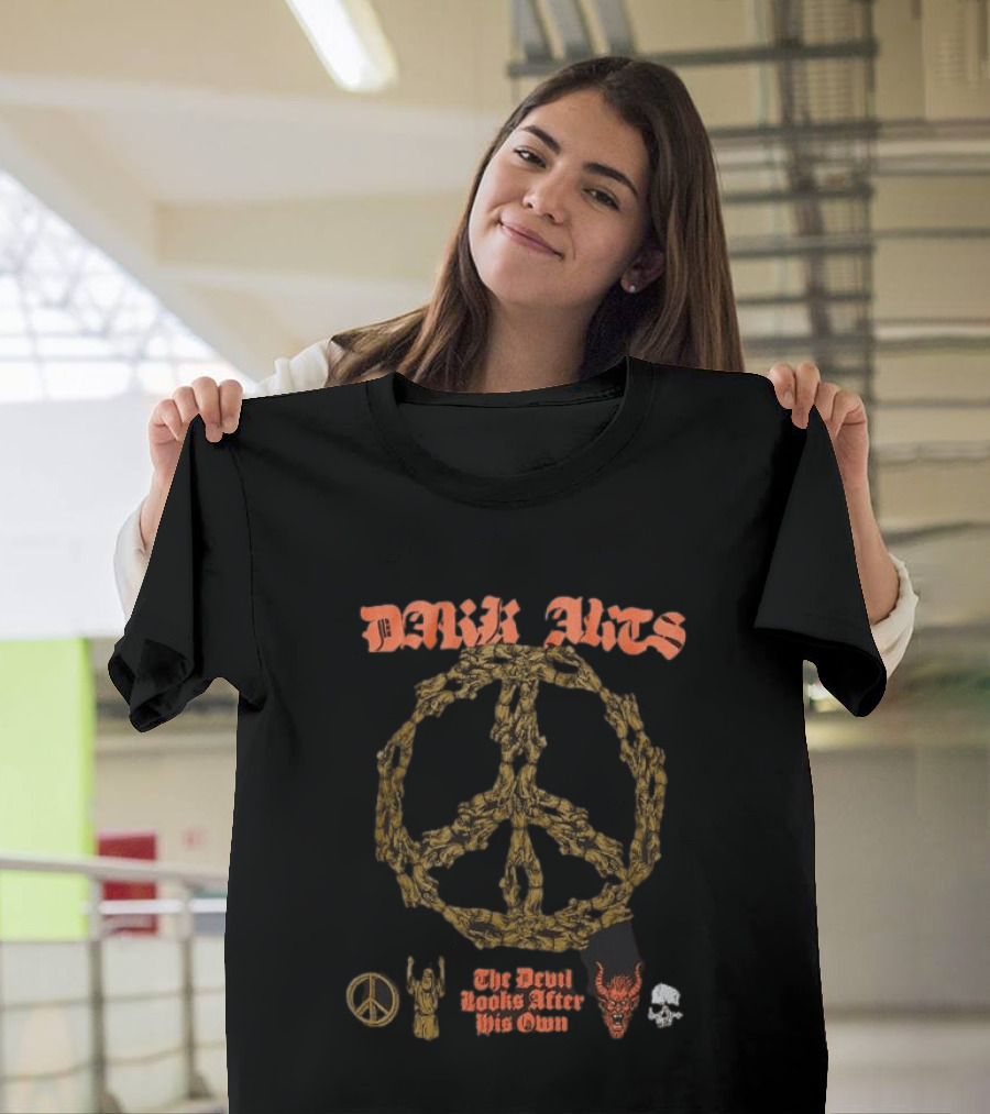 Dark Arts 12Th Birthday The Devil Looks After His Own Peace Symbol Skull T-Shirt