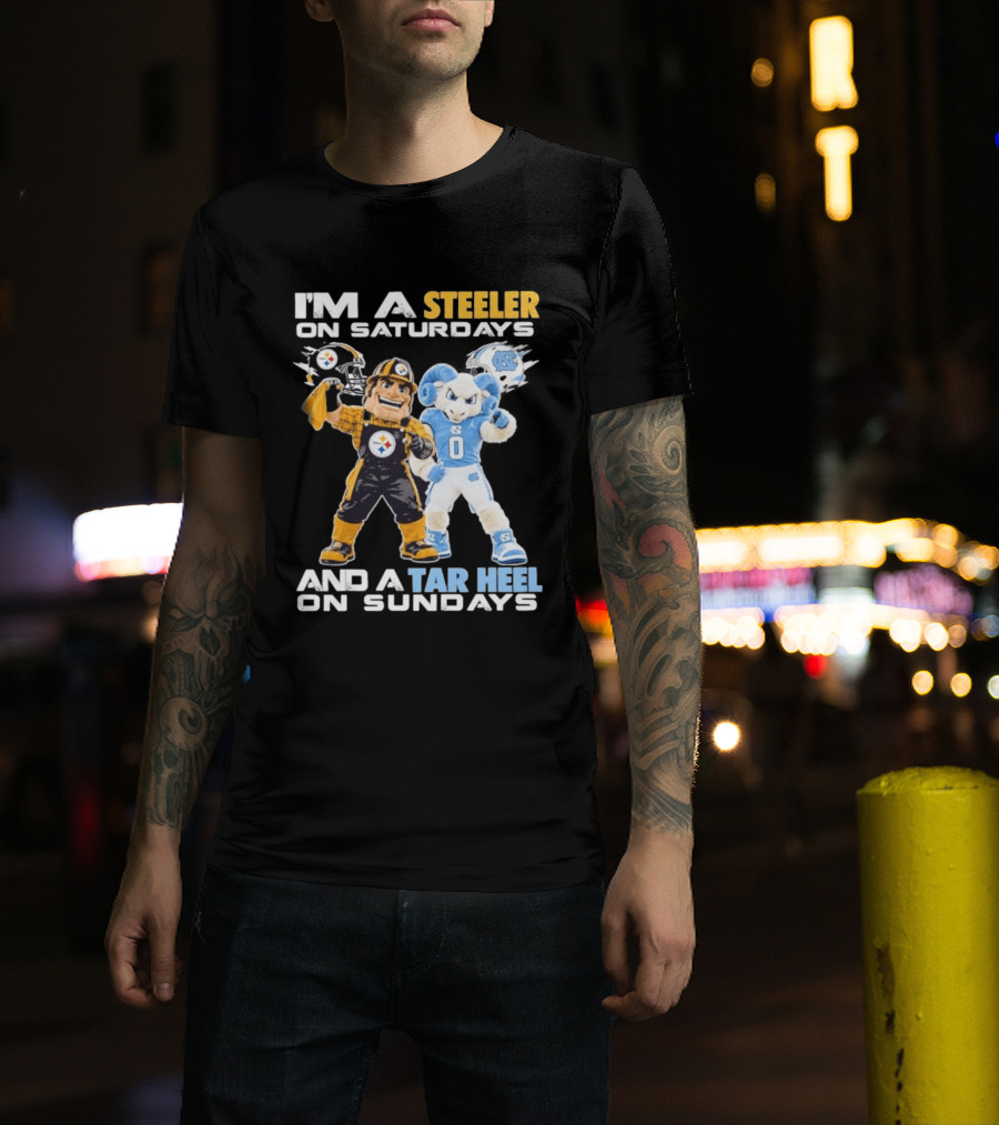 I'm A Steeler On Saturdays And A Tar Heel On Sundays With Mascots T-Shirt