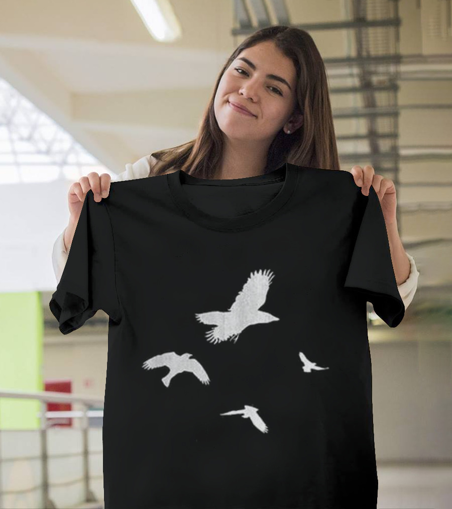 Shinedown Store Black Trucker Birds White Bird T-Shirt