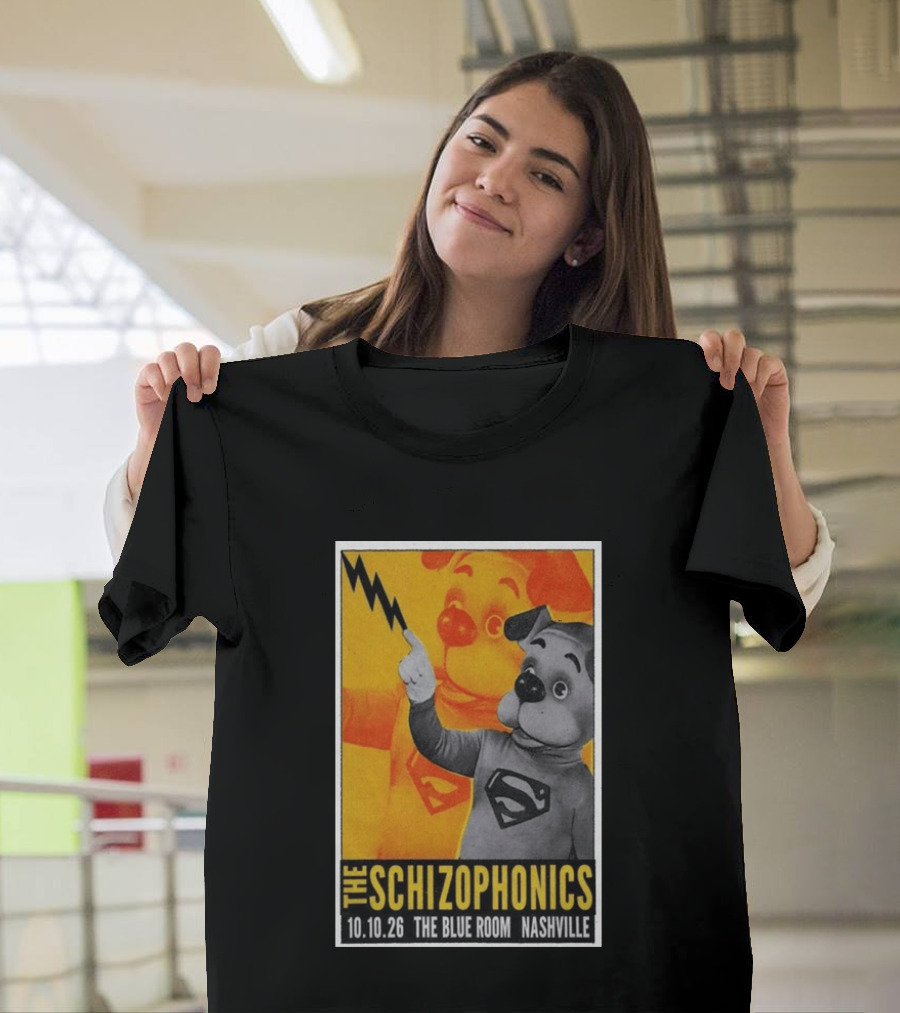The Schizophonics The Blue Room Nashville 10.10.26 Concert Superman Dog Image T-Shirt