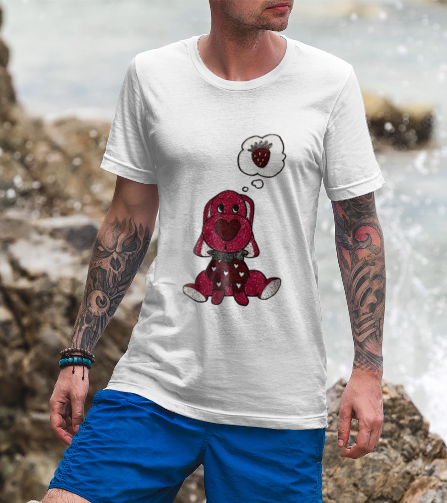 Dog With Strawberry Thought Bubble Costume Hearts T-Shirt
