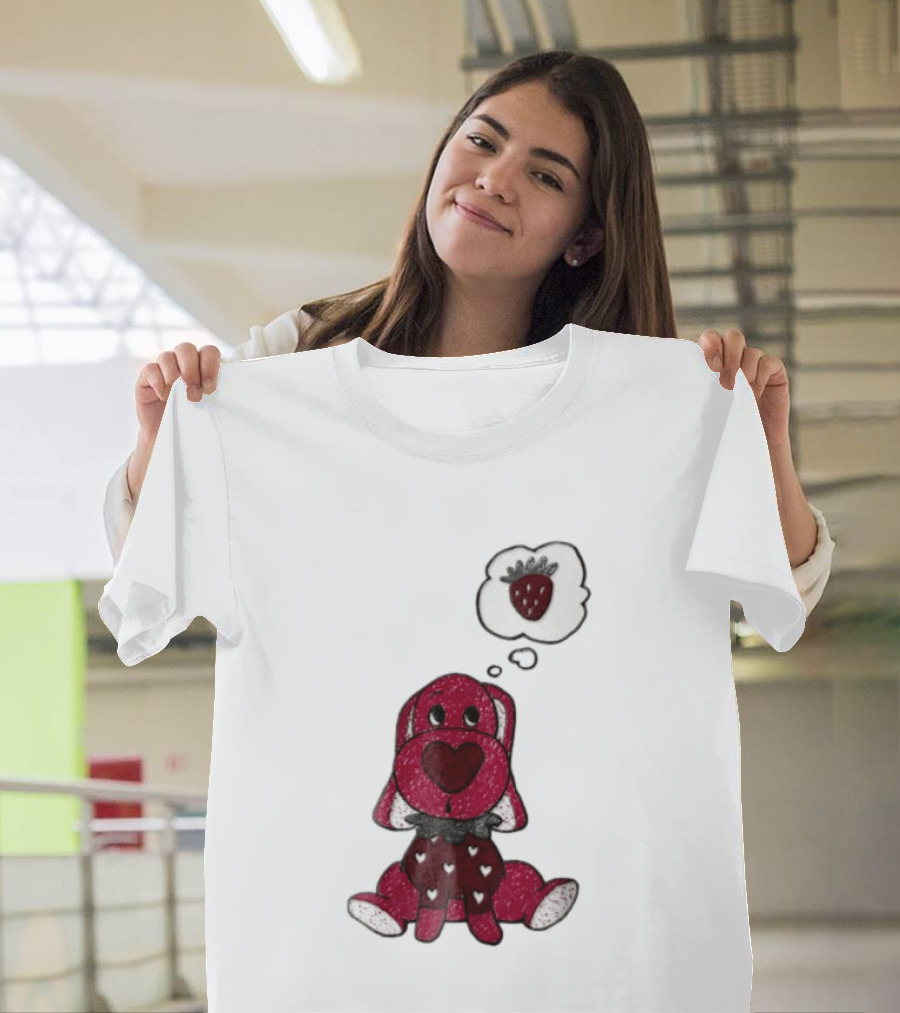 Dog With Strawberry Thought Bubble Costume Hearts T-Shirt