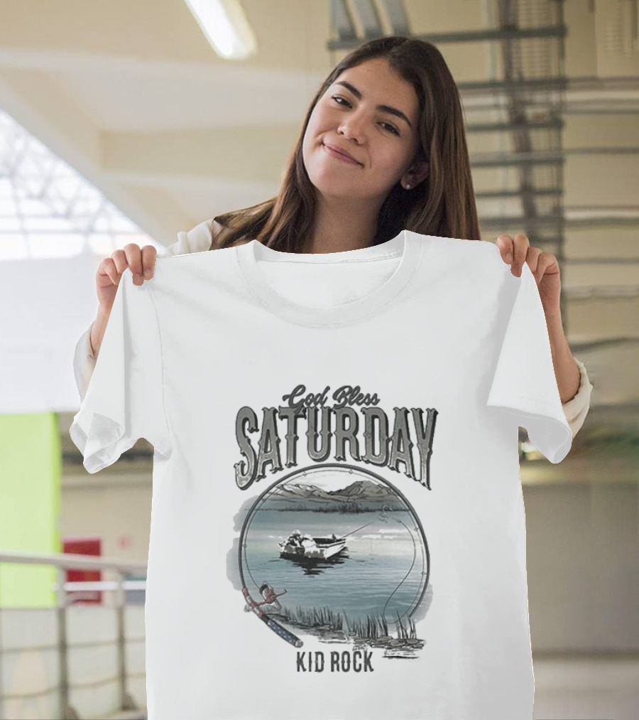 Kid Rock God Bless Saturday Fishing Boat Lake Scenery T-Shirt
