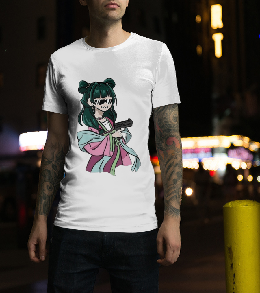 Mao Mao The Apothecary Diaries Anime Character With Gun And Sunglasses T-Shirt