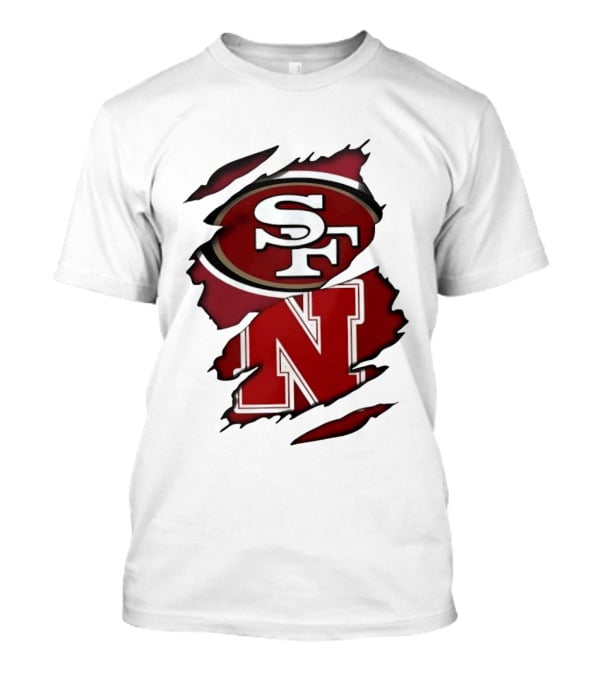 San Francisco 49ers SF And Nebraska Cornhuskers N Ripped T-Shirt