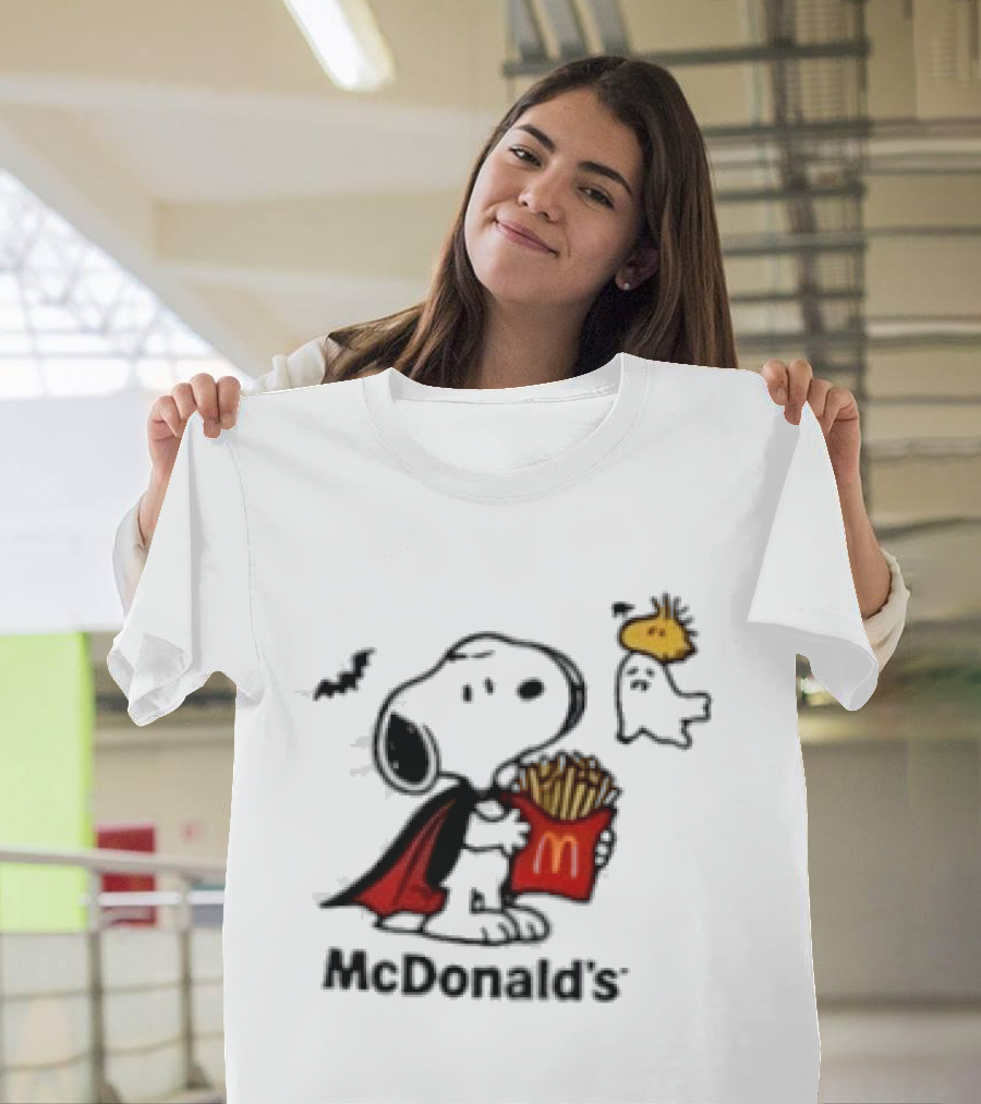 Snoopy McDonald's Halloween French Fries Woodstock Bat Iconic Collaboration T-Shirt