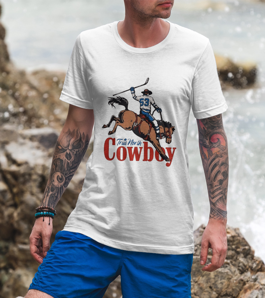 True North Cowboy Hockey Riding Bucking Bronco Number 53 T-Shirt