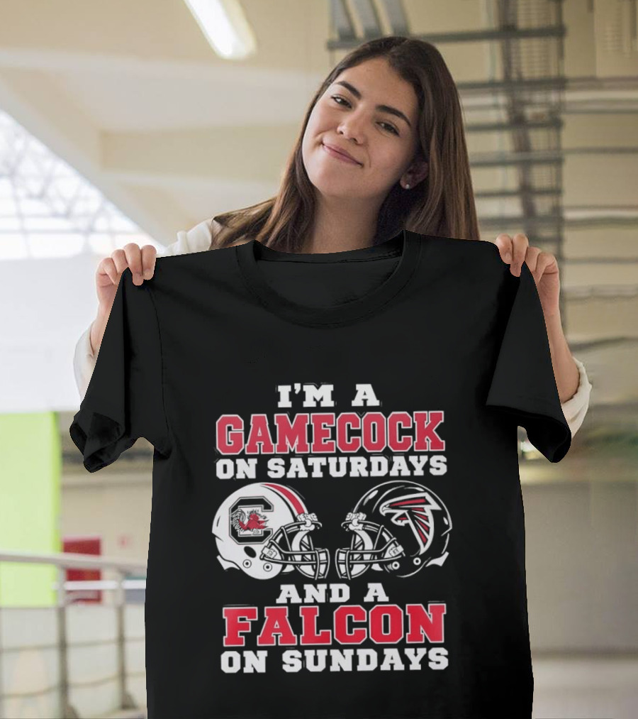 I'm A Gamecock On Saturdays And A Falcon On Sundays Football Helmets T-Shirt