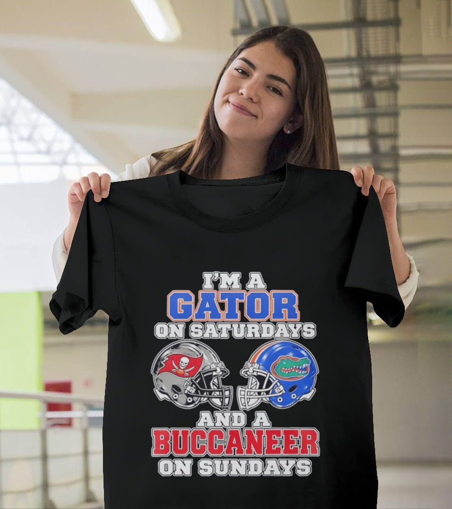 I'm A Gator On Saturdays And A Buccaneer On Sundays Football Helmets T-Shirt
