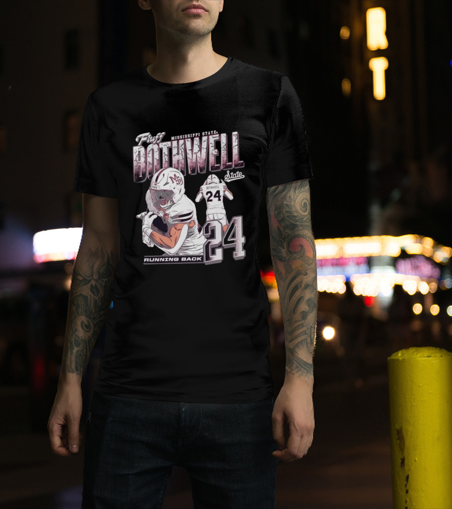 Fluff Bothwell No 24 Mississippi State Running Back T-Shirt