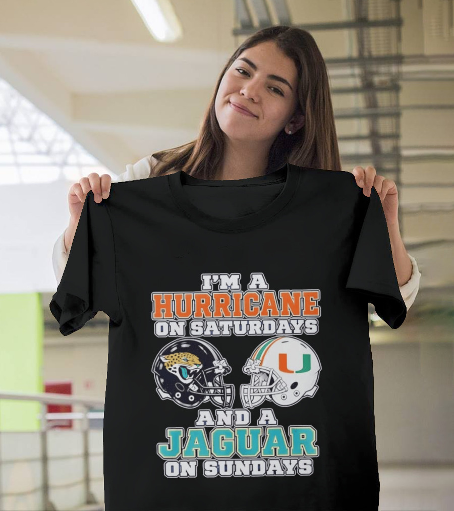 Hurricane Saturdays Jaguar Sundays Football Helmets T-Shirt