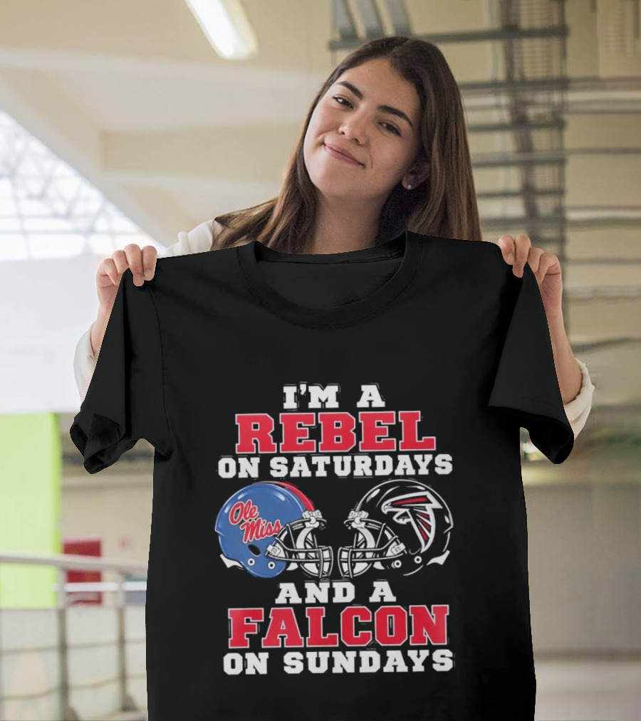Ole Miss Rebels Saturdays Atlanta Falcons Sundays Football Helmets T-Shirt