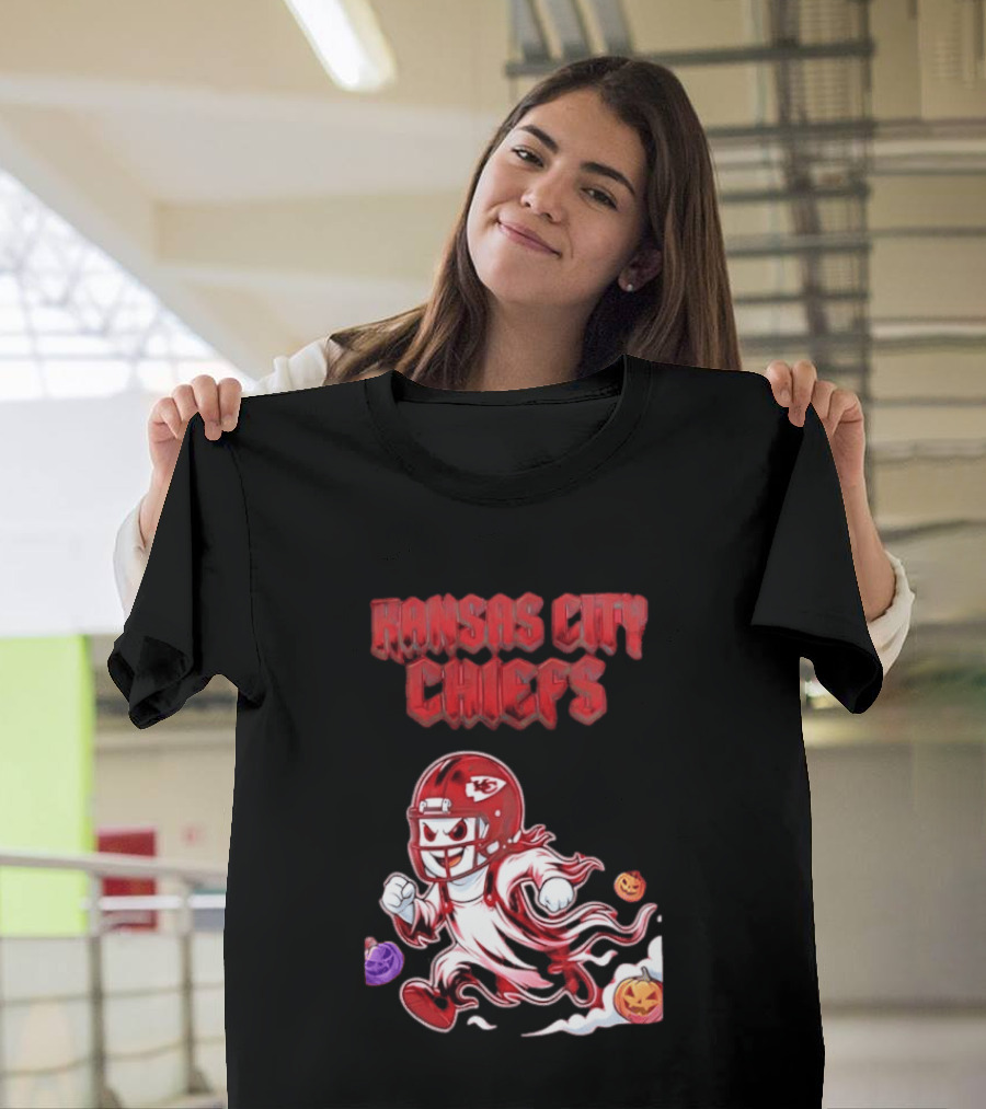 Kansas City Chiefs Halloween Ghost Football 2026 Spooky Pumpkins T-Shirt