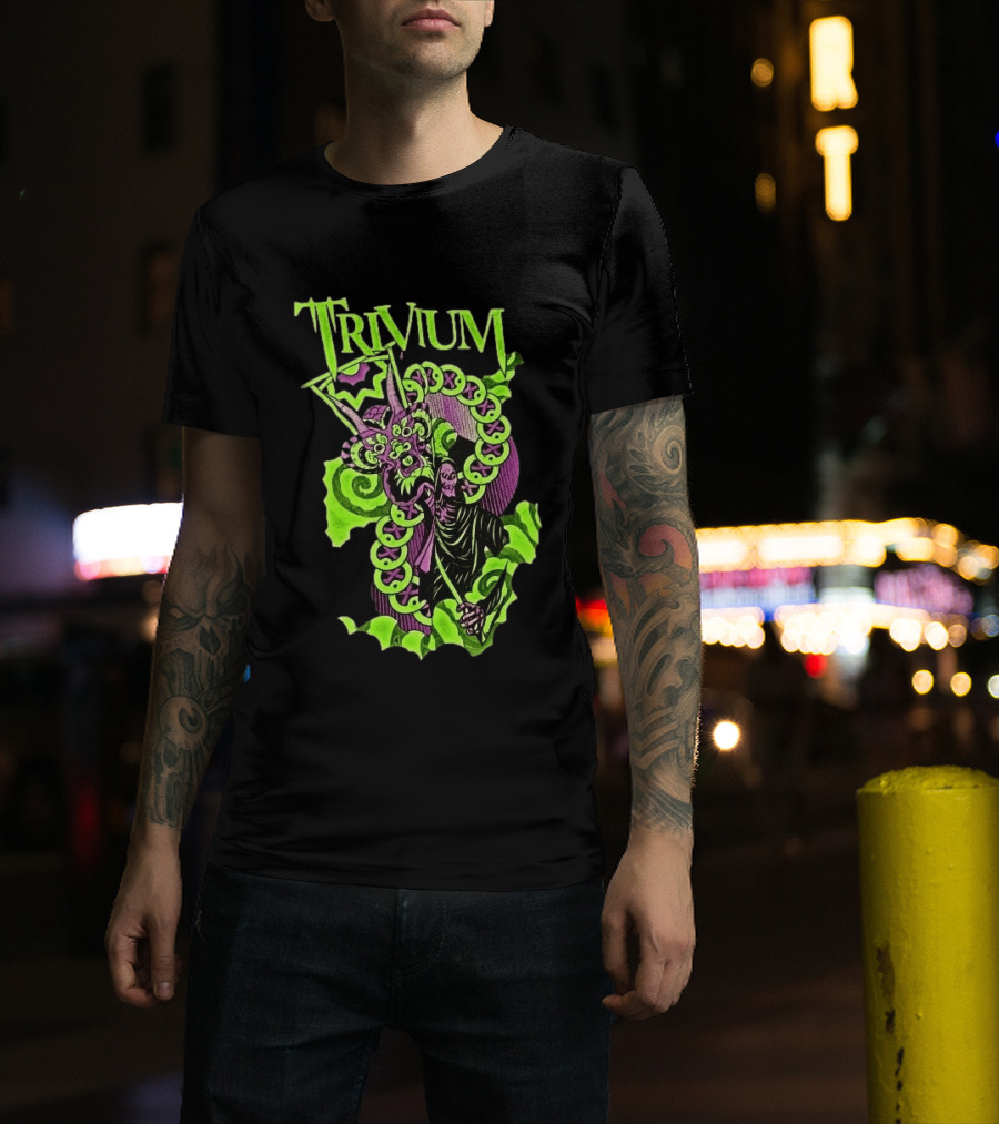 Trivium Australia Tour 2026 Neon Green Serpent Wizard T-Shirt