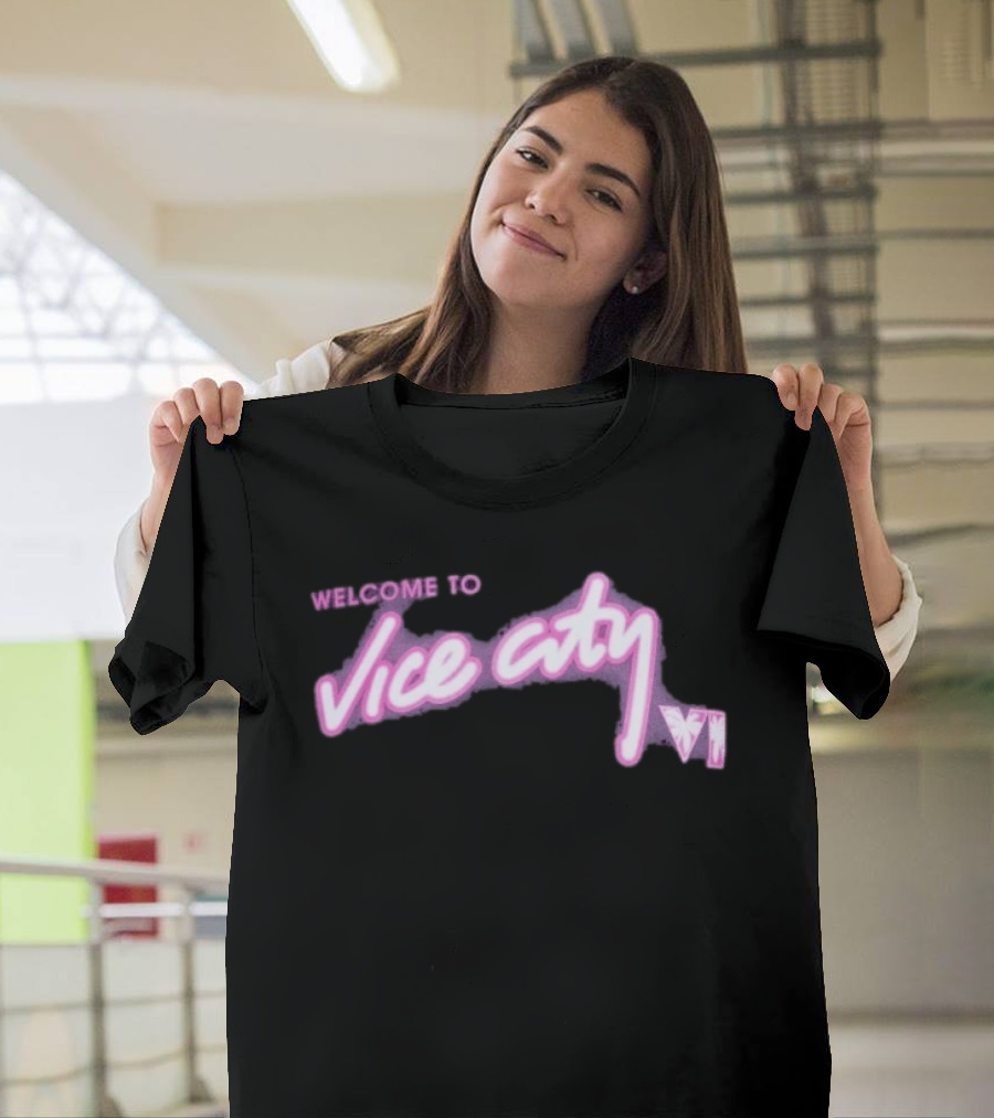 Miami Heat Court Culture Welcome To Vice City VI Pink Neon T-Shirt