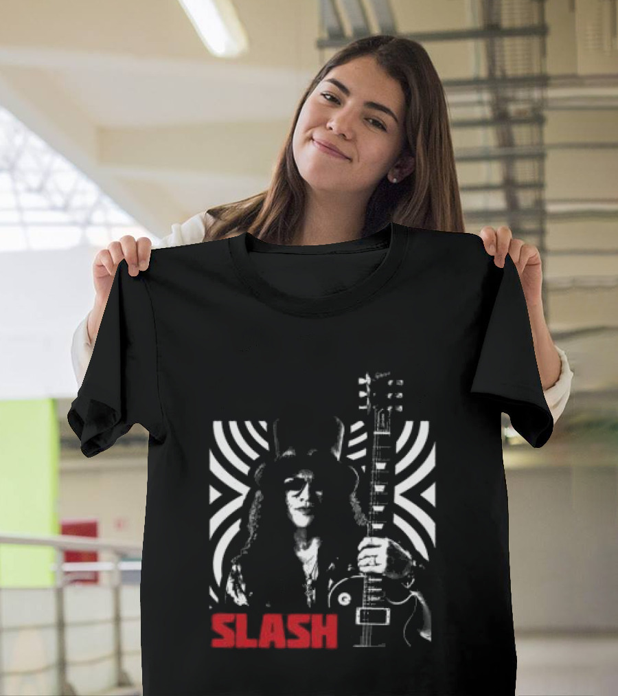 SLASH Iconic Guitarist And Guitar Bold Classic Rock T-Shirt