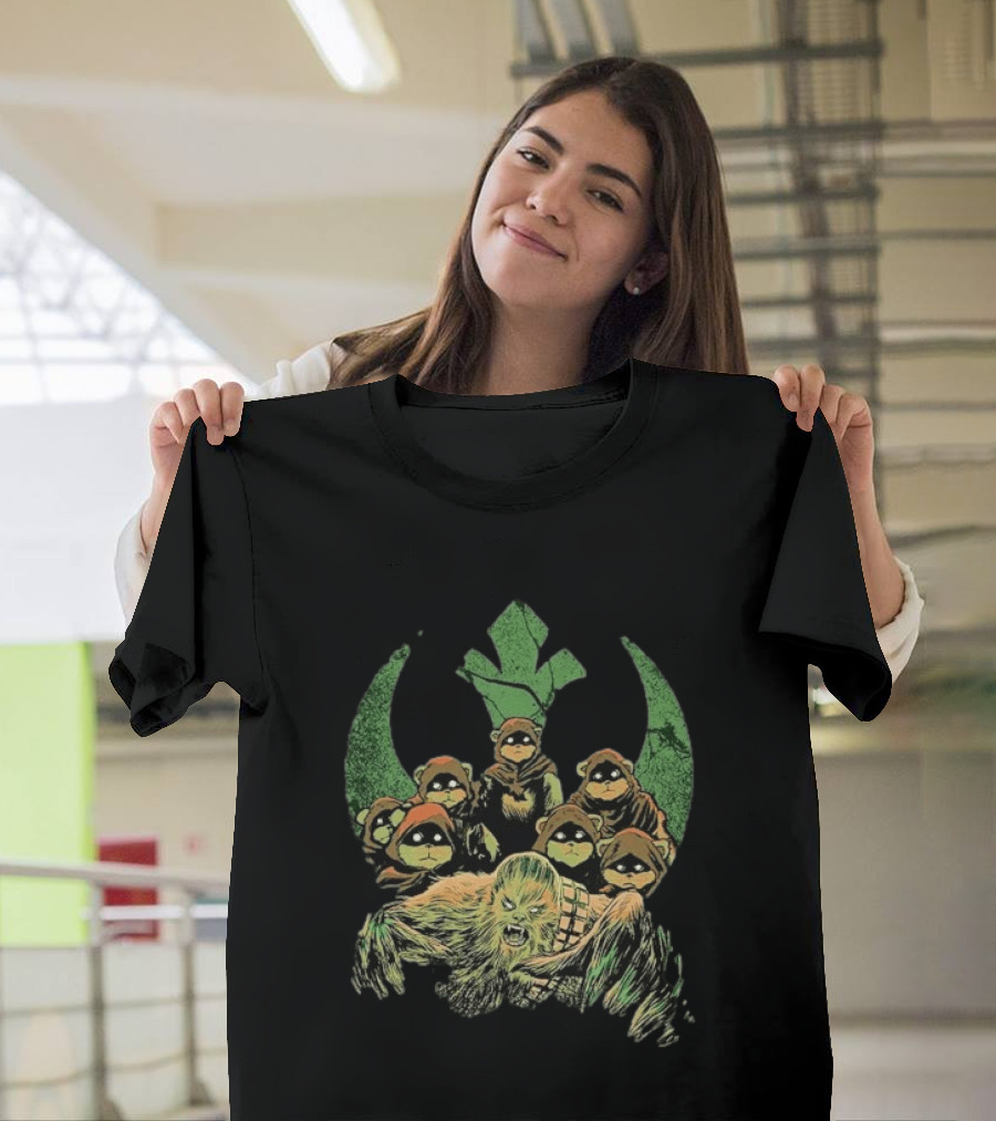 Star Wars Chewbacca And Ewoks Resistance Rebellion T-Shirt