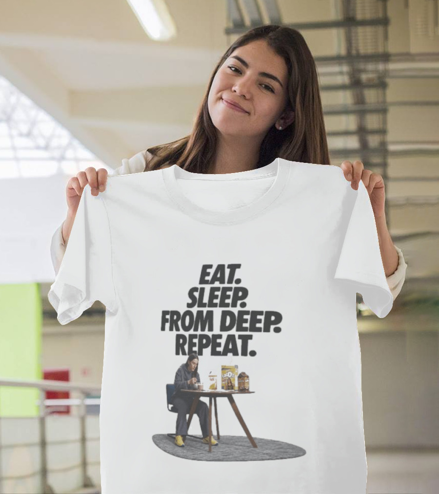 Caitlin Clark Eat Sleep From Deep Repeat Basketball Enthusiast Fun Cereal Moment T-Shirt