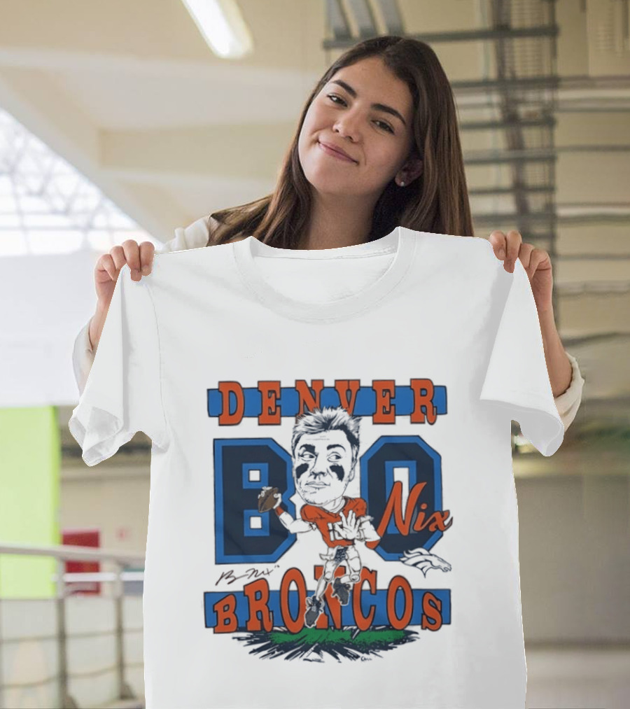 Denver Broncos Bo Nix Caricature Player T-Shirt