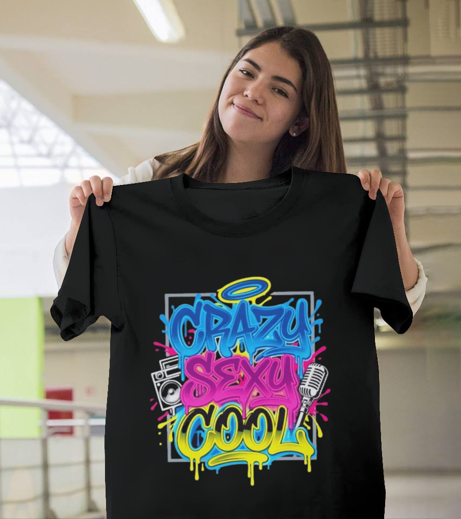 Crazy Sexy Cool Graffiti Boombox Microphone 90s R&B T-Shirt