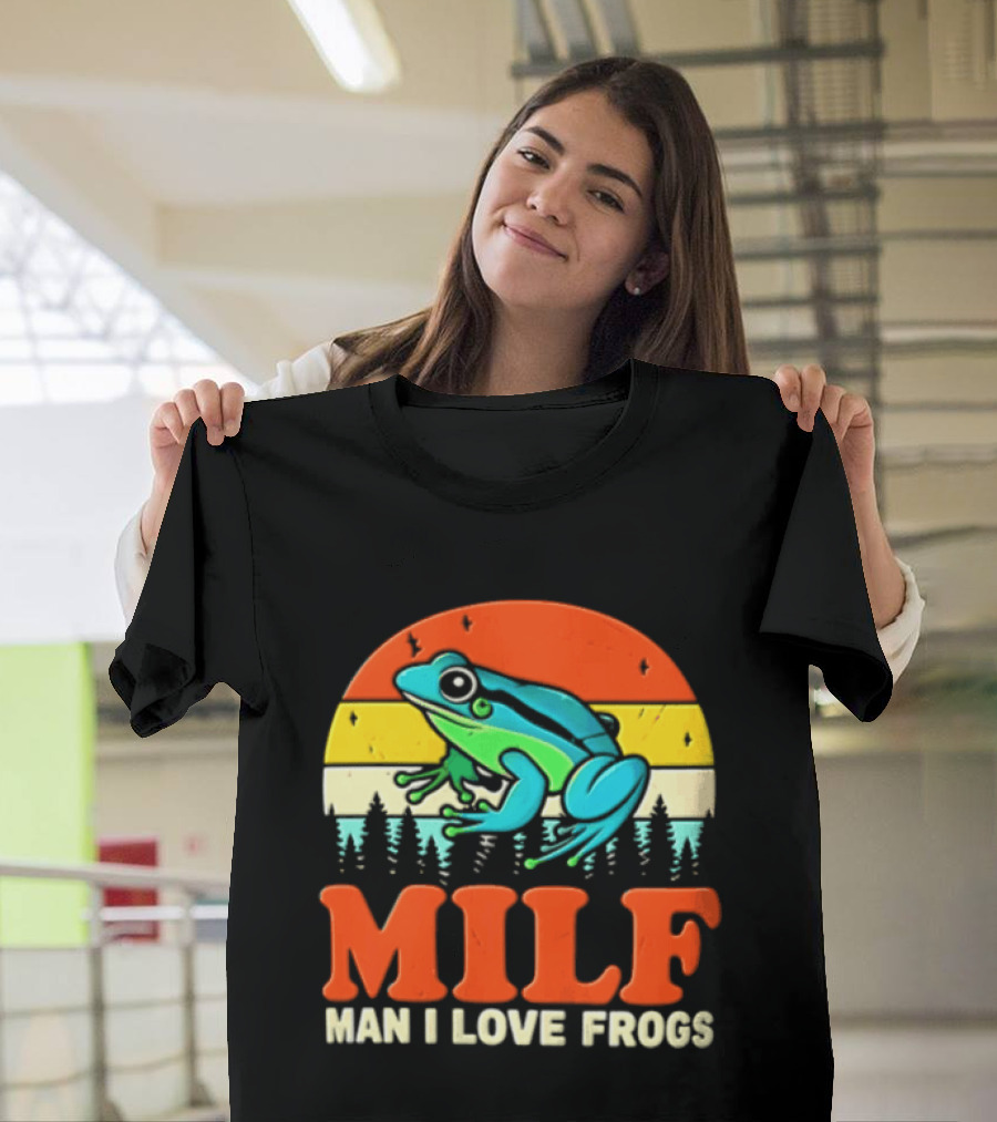 MILF Man I Love Frogs Colorful Frog Retro Nature T-Shirt