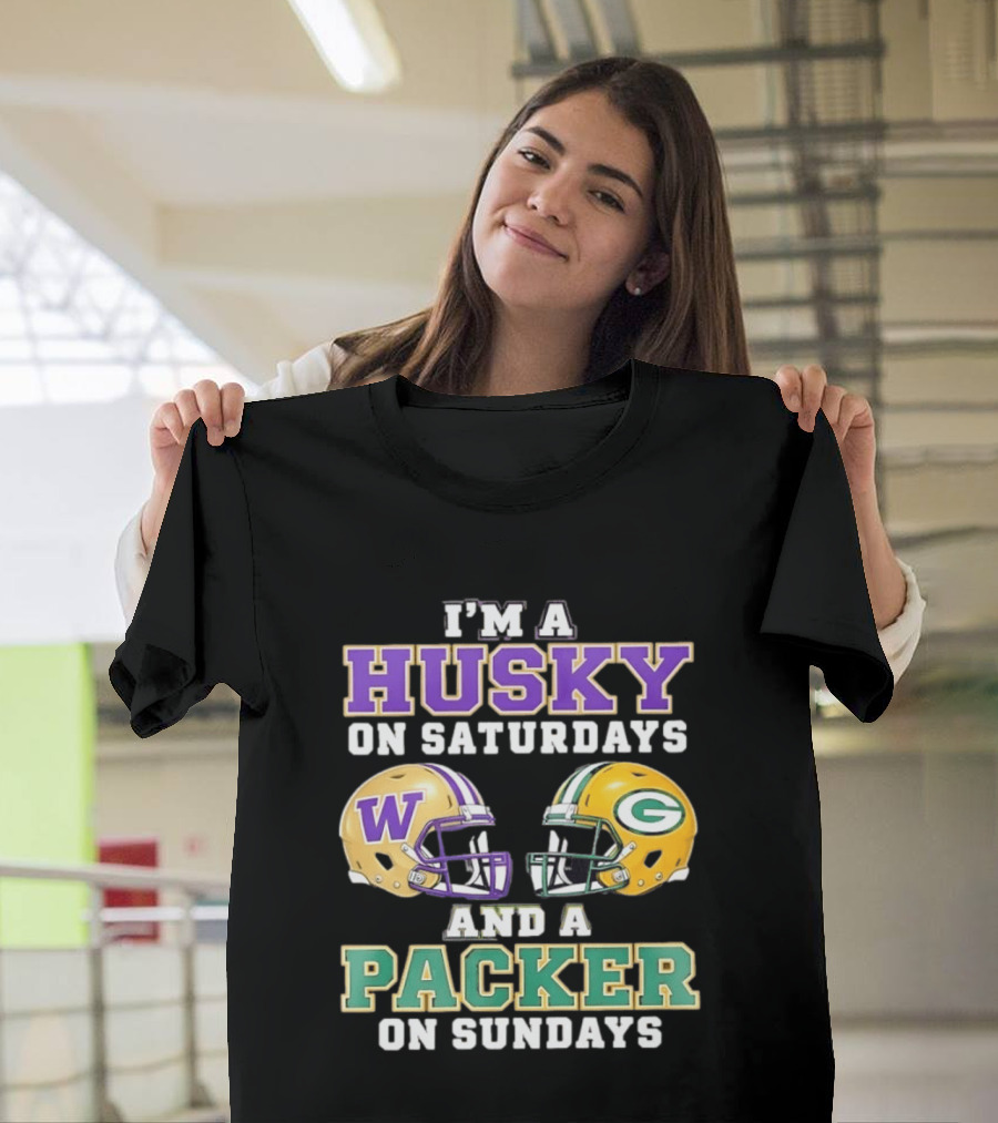 I'm A Husky On Saturdays And A Packer On Sundays W Logo G T-Shirt