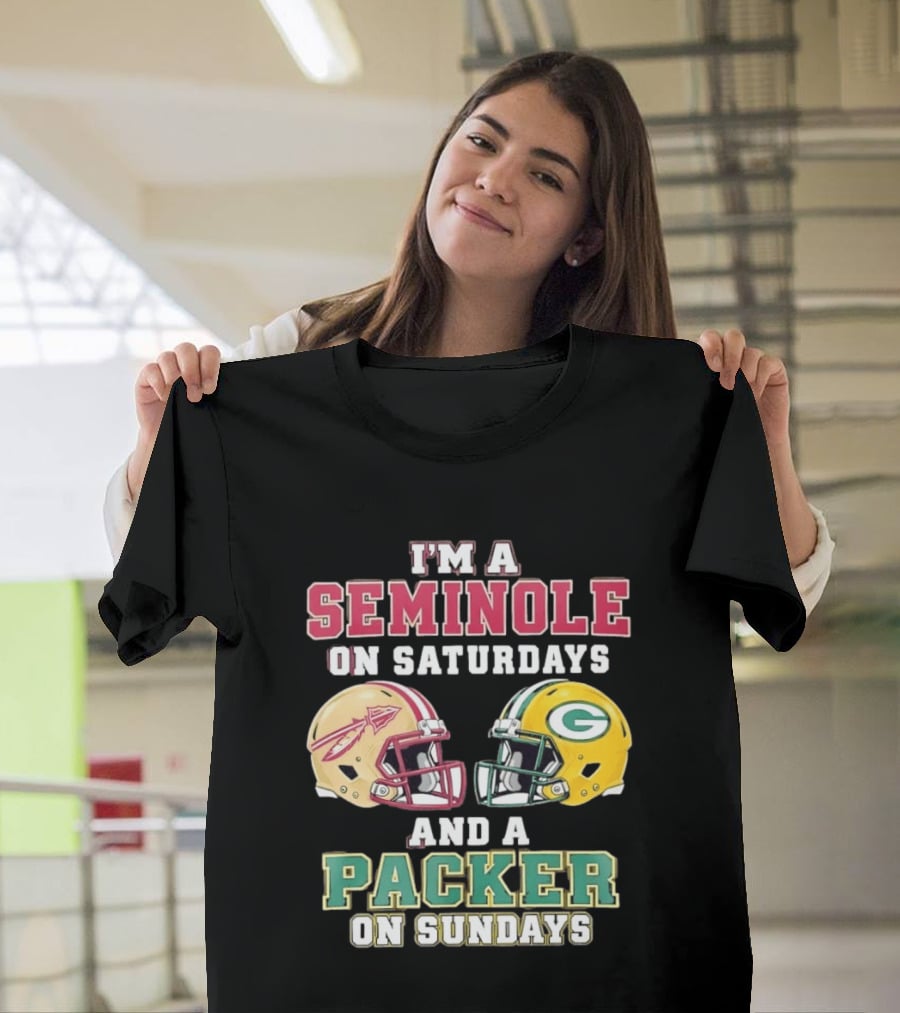 I'm A Seminole On Saturdays And A Packer On Sundays Helmet Team Spirit T-Shirt