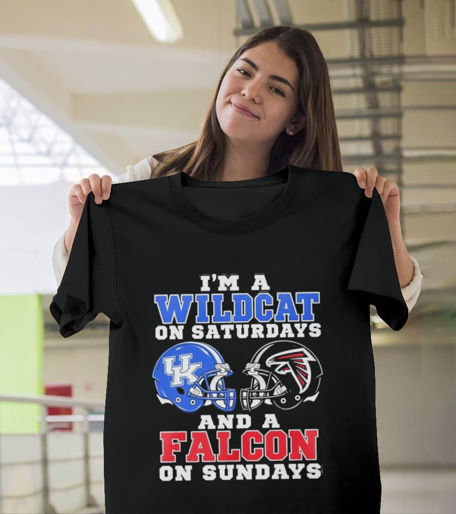 I'm A Wildcat On Saturdays And A Falcon On Sundays Kentucky And Atlanta Football Fan Gear T-Shirt