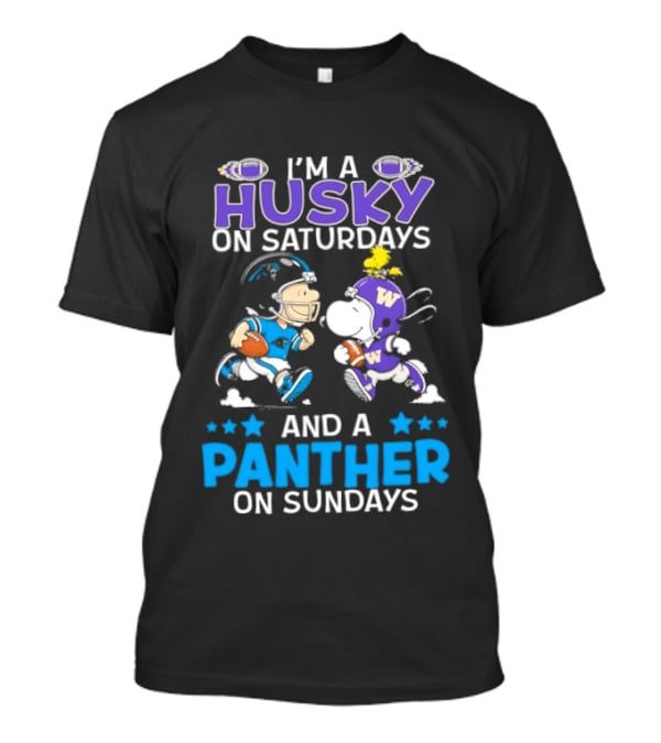 I'm A Husky On Saturdays And A Panther On Sundays Snoopy And Charlie Brown Football Enthusiasts T-Shirt