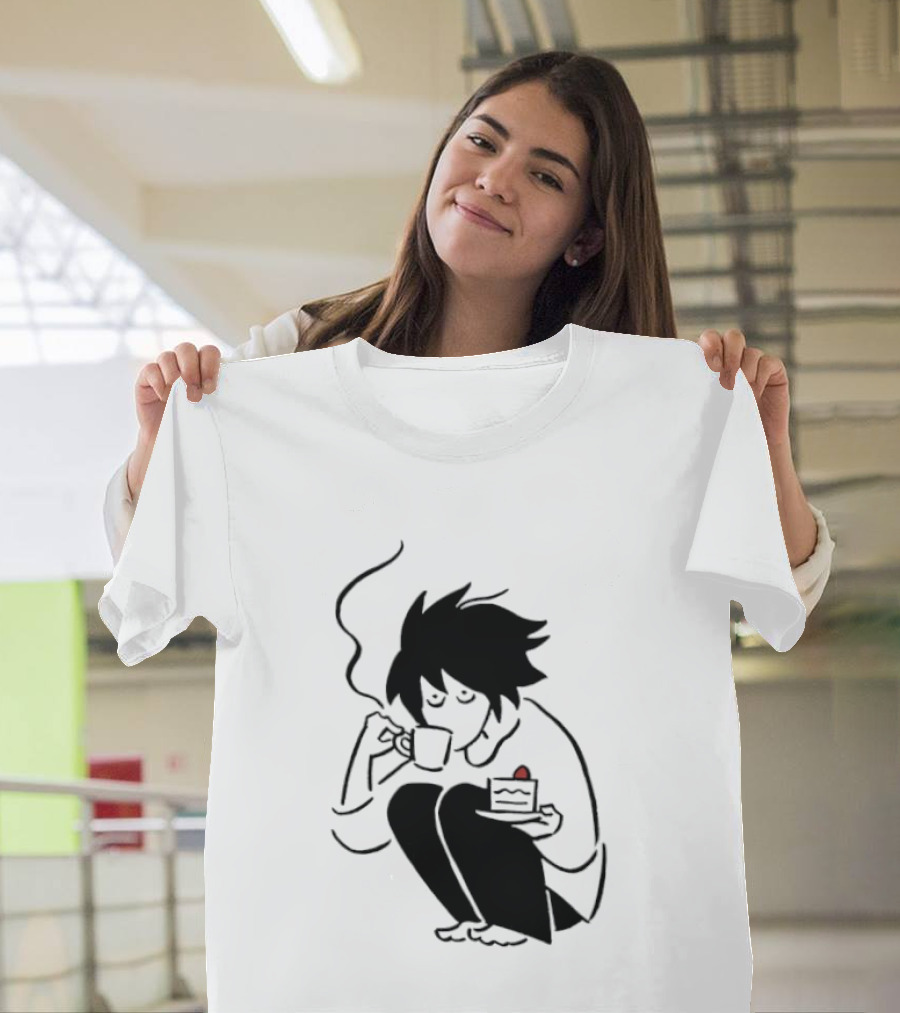 Death Note L Coffee And Strawberry Cake Scene T-Shirt