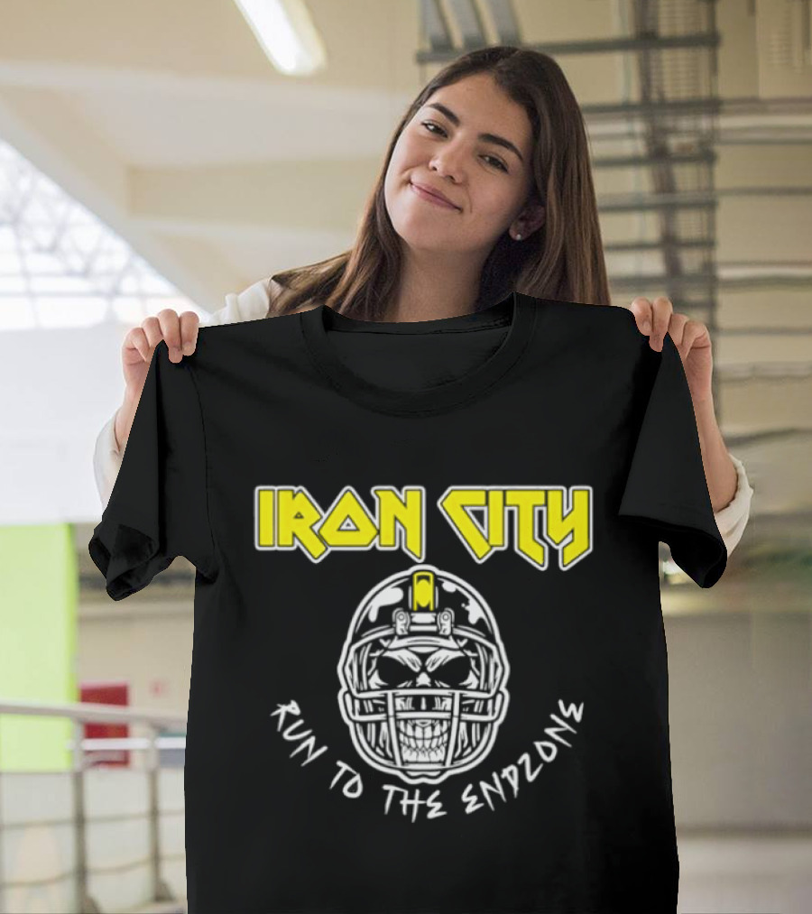 Iron City Run To The Endzone Skull Helmet T-Shirt