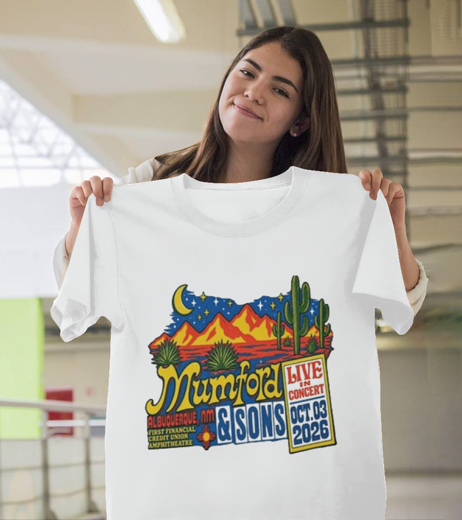 Mumford & Sons Albuquerque NM Live In Concert Oct 03 2026 First Financial Credit Union Amphitheatre T-Shirt