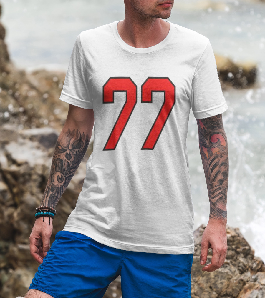 Sombr Tour Store 77 Red Ringer Classic Block Number T-Shirt