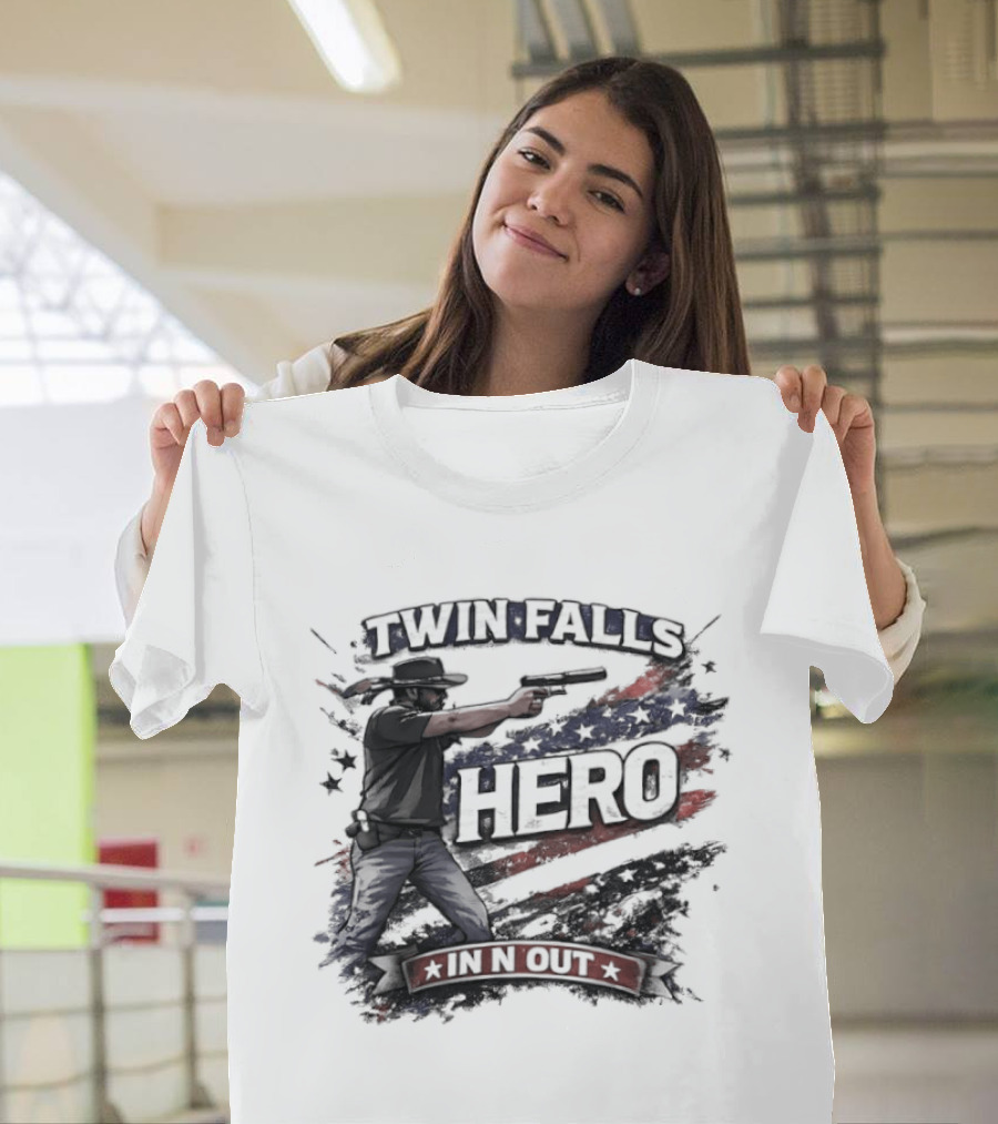 Twin Falls Hero In N Out American Flag Gunman T-Shirt