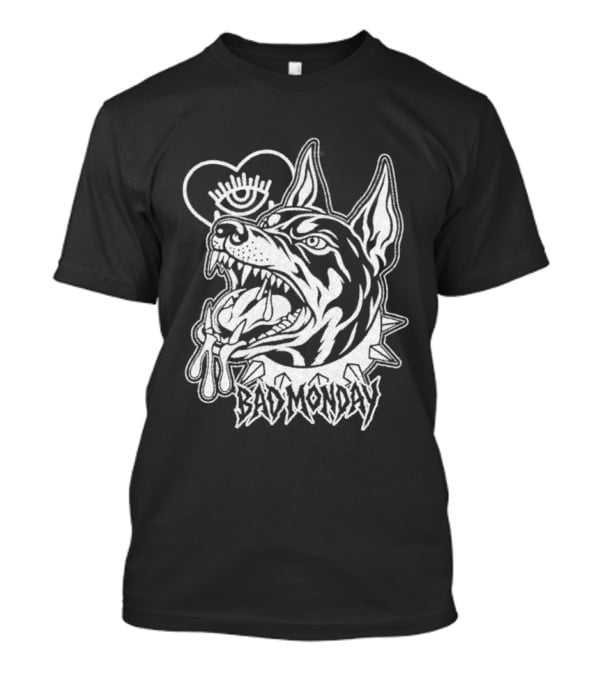 Bad Monday Bark Heavy Dog With Spiked Collar And Crown T-Shirt