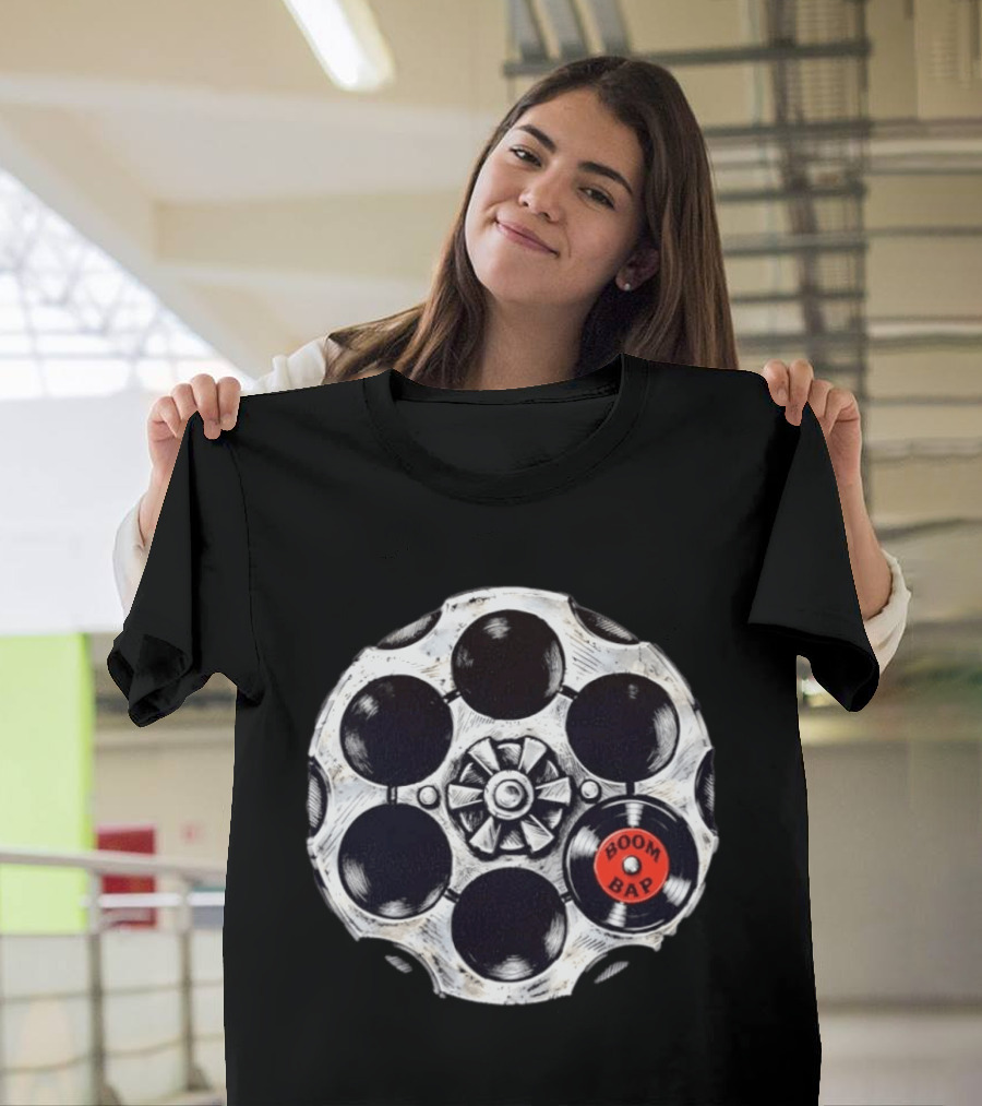 Boom Bap Vinyl Record Revolver Cylinder T-Shirt