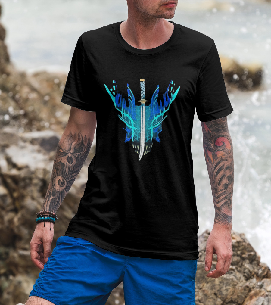 Devil May Cry 5 Vergil Yamato Sword Blue Flames T-Shirt