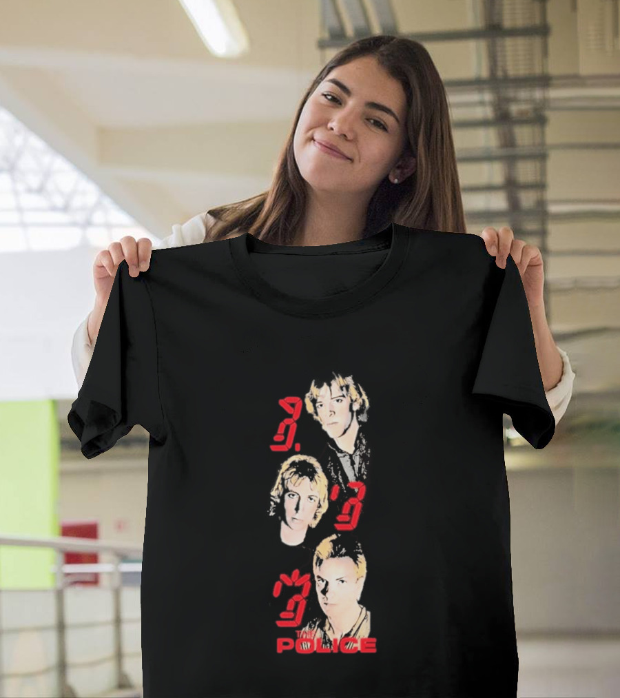 The Police Ghost In The Machine 45th Anniversary Faces Red Digital Numbers T-Shirt