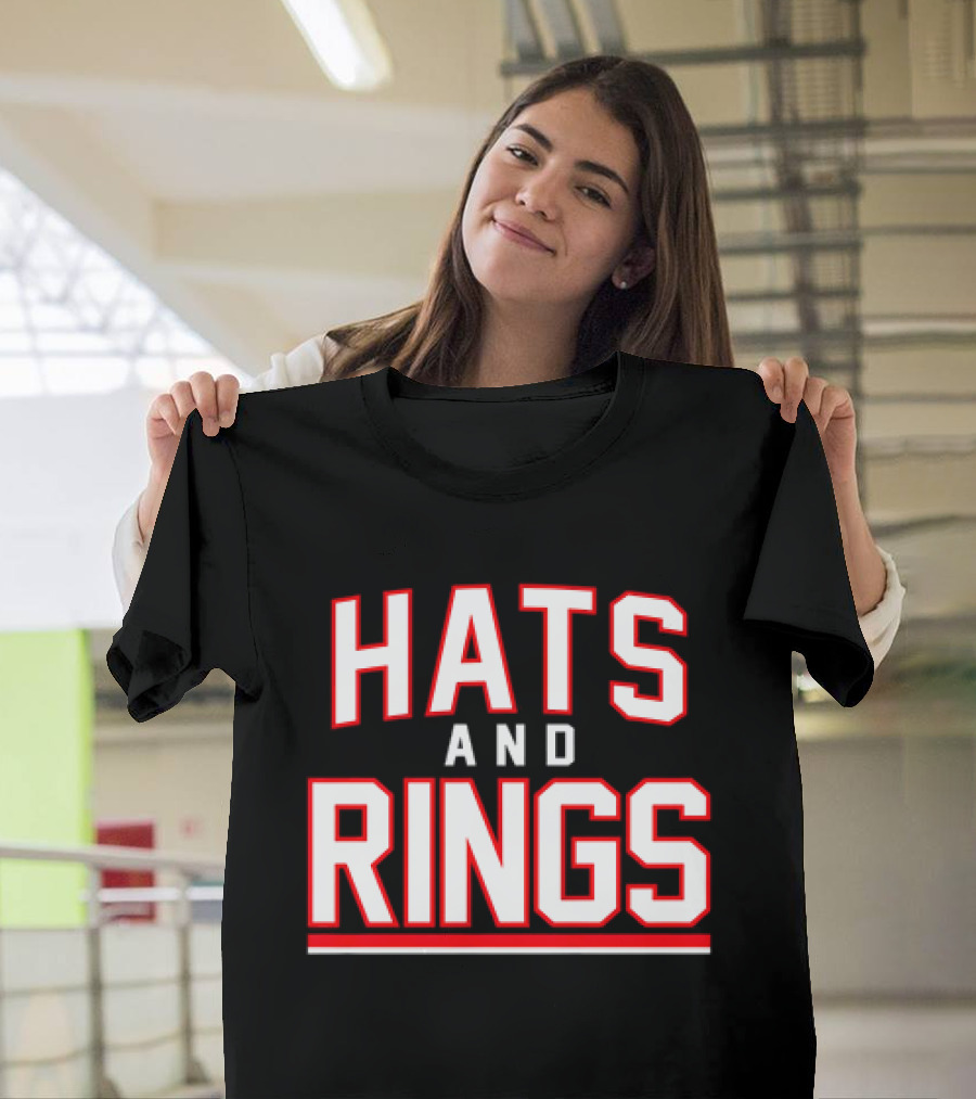 Hats And Rings Bold Red Lettering T-Shirt