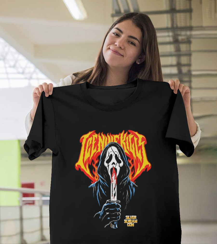 Ice Nine Kills Silver Scream Con V Ghost Mask Bloody Knife October 2 4 2026 DCU Center Worcester MA T-Shirt