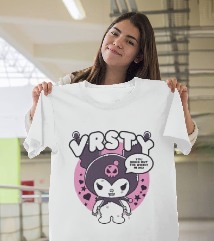 VRSTY Brawler Skull Jester Pink Circle Stars T-Shirt