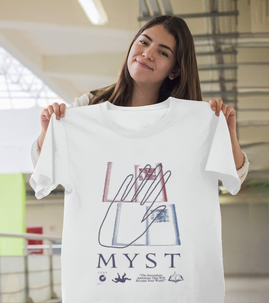 Myst Ages Cyan Store Hand Drawn T-Shirt