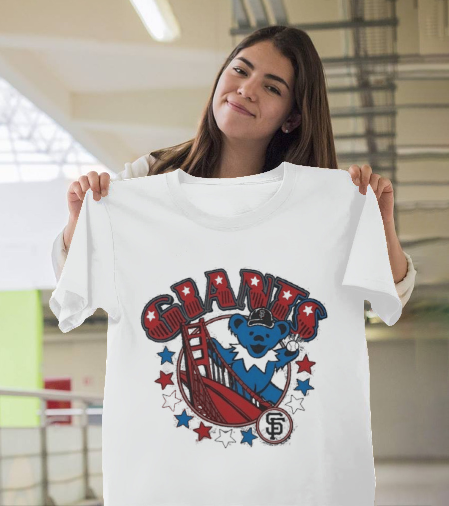 Grateful Dead Giants Bear San Francisco Bridge Retro Stars T-Shirt