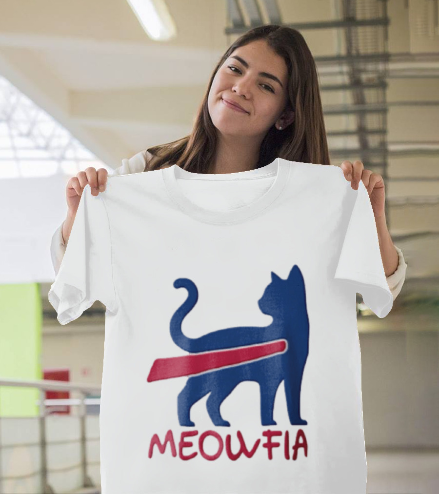 Meowfia Blue Cat Red T-Shirt