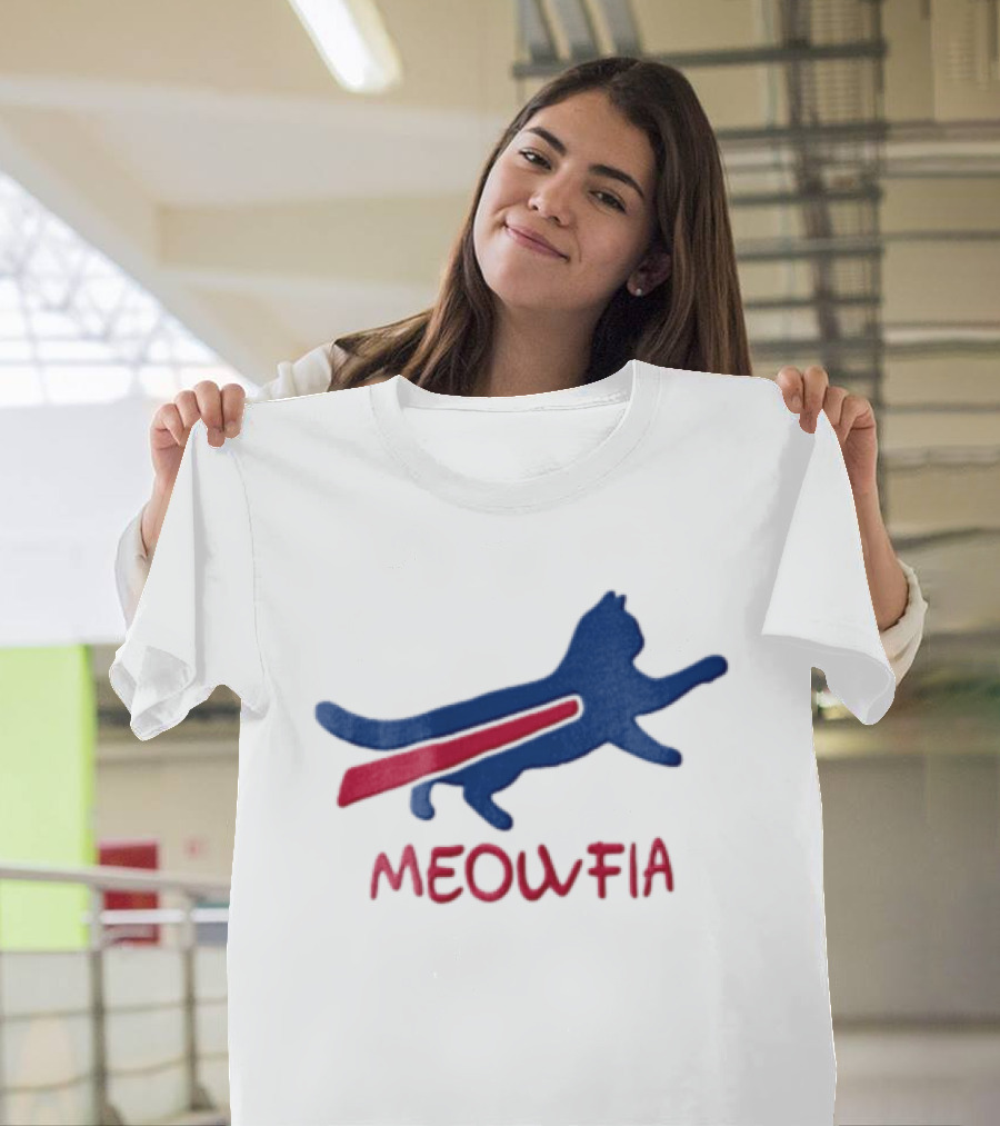 Meowfia Blue Cat Red T-Shirt