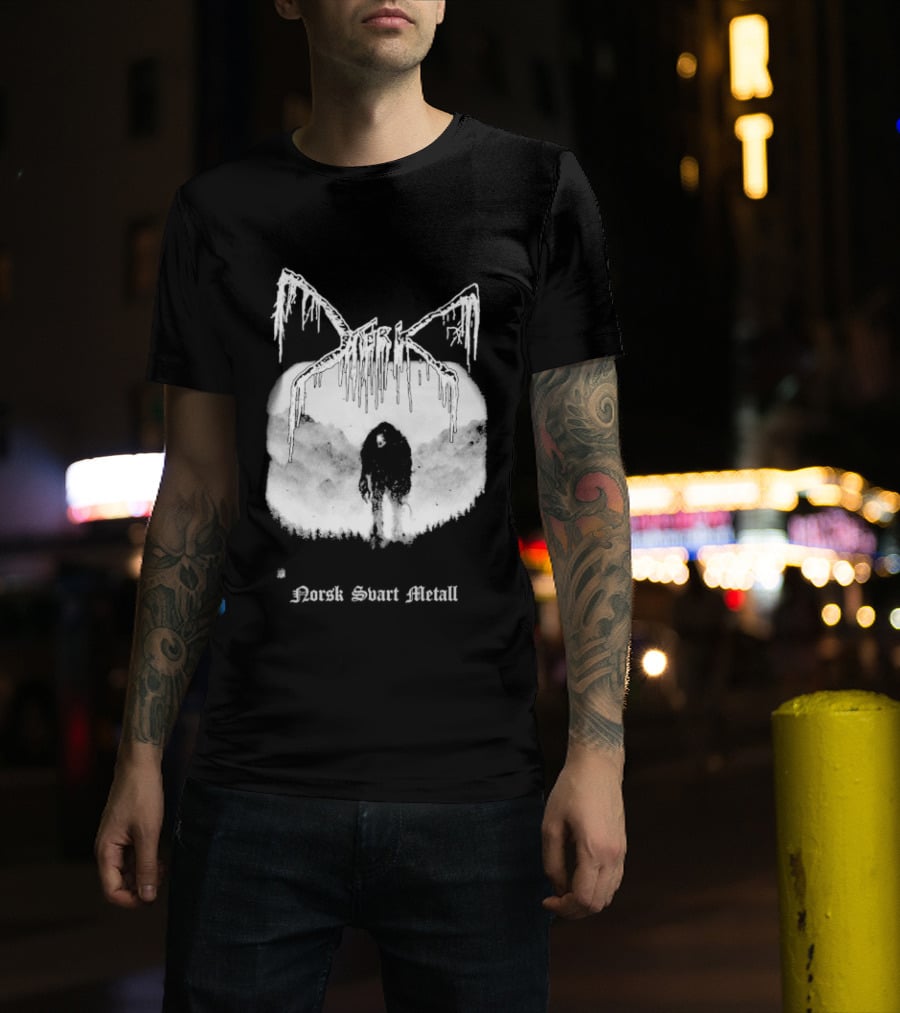 Mork Norsk Sbart Metal Skull Bat T-Shirt