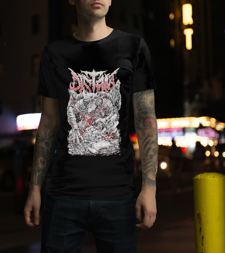 Distant Dragonkin Horror Fantasy Detailed Monster T-Shirt